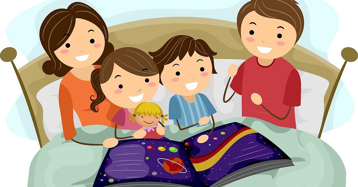12325632 - illustration of kids listening to a bedtime story
